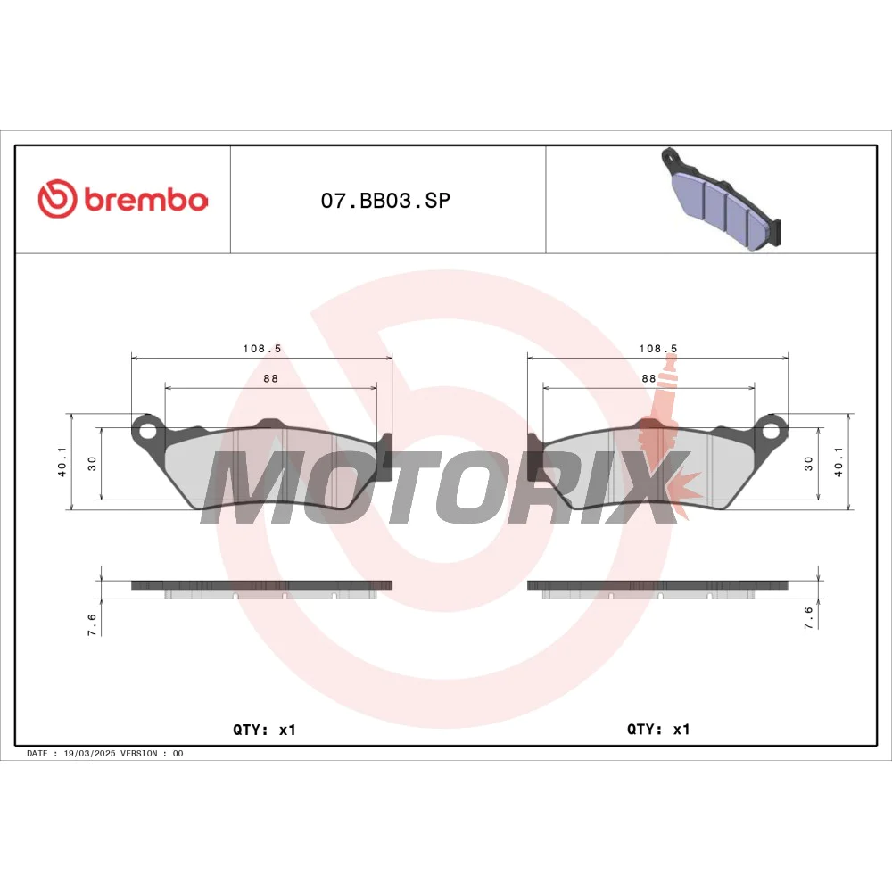 Brzdové destičky -BREMBO- 07BB03SP, Aprilia ETV1000/Moto650/Pegaso650/RS125, BMWC1650-800GS/R1250, Ducati1000, HondaCB/CBF/CBR/CRF/VFR500-1000, KTM690-990, Guzzi1000-1200, YamahaDT/XT125-660