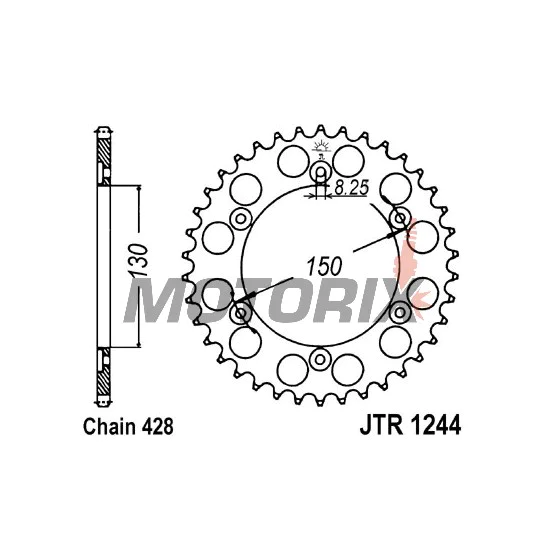 Zadní rozeta -JT- JTR1244,54, 54 zubů, ocelový, Honda VT 250 1988, VTR 250 1989-1990