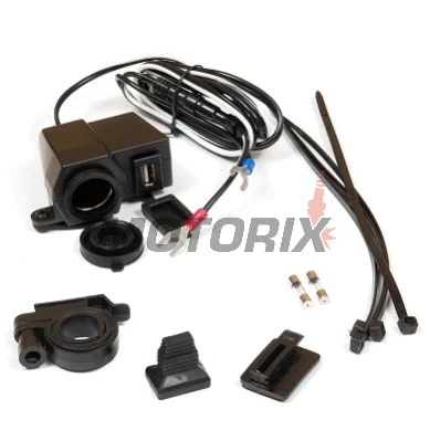 USB adaptér se zapalovačem -4 RIDE- 12V, 2.1A, s držák pro řídítka 22mm - univerzální