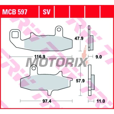 Brzdové destičky -TRW- MCB597, Honda VTZ250 Xelvis, Suzuki DR650/650R/RS/RSE/RE/SE, DR750S-800S Big (1988-1996)