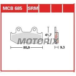 Brzdové destičky -TRW- MCB685SRM, sintrované, Honda CH125 Spacy, PS125i/150i, SES125/150 Dylan; Suzuki AN250/400 Burgman (1983-2013)