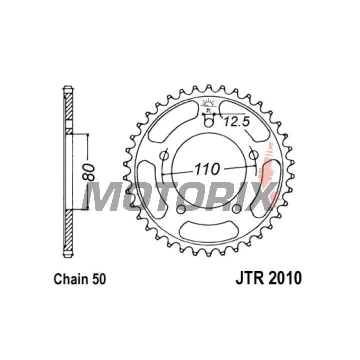 Zadní rozeta -JT- JTR2010,45, 45 zubů, ocelový, Triumph Adventurer 900 1996-2001, Daytona 750/1000 1991-1995, Daytona 900/1200 1993-1997, Legend 900 1998-2001, Speed Triple 900 1994-1996, Sprint 900 1993-1997, Sprint Sport 900 1998