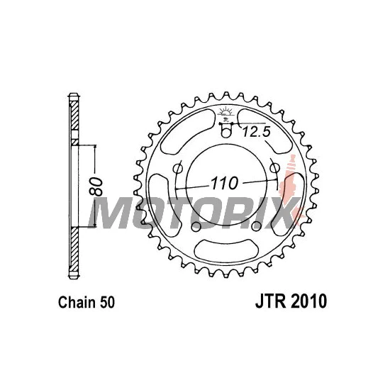 Zadní rozeta -JT- JTR2010,45, 45 zubů, ocelový, Triumph Adventurer 900 1996-2001, Daytona 750/1000 1991-1995, Daytona 900/1200 1993-1997, Legend 900 1998-2001, Speed Triple 900 1994-1996, Sprint 900 1993-1997, Sprint Sport 900 1998