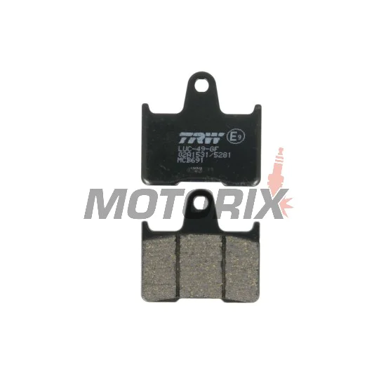 Brzdové destičky -TRW- MCB691, Honda CB400 Super Four (1999-2004), Kawasaki GTR1400 (2007-2017), ZX-14R Ninja 1400 (2006-2020), ZX-7RR Ninja 750 (1996-1999), ZZR1400 (2006-2019), MZ 1000S (2004-2005), Suzuki GSF650 Bandit/ABS (2005-2007)