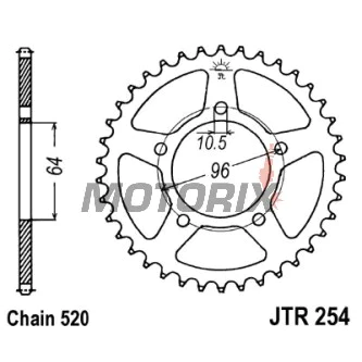Zadní rozeta -JT- JTR254,50, 50 zubů, ocelový, Honda CBF 250 2004-2006, CBX 250 2001-2004
