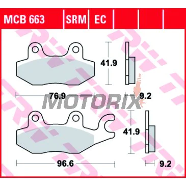 Brzdové destičky -TRW- MCB663, Honda CBF/NSR/VT Shadow/XL Varadero 75-250 1992-2013; Keeway Speed 125/150 2006; Kawasaki Eliminator/KLX/KVF/KX/Z 65-400 1997-2020; Kymco Agility/Dink/Grand Dink/Like/Movie/Pulsar/Quannon/Super9/Yager/Zing 50-250 1997-2019;