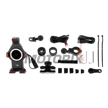 Držák telefonu -4 RIDE- s USB nabíječka, antivibrační, 12-30mm uchycení - univerzální