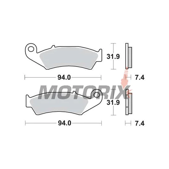 Brzdové destičky -TRW- MCB574RSI, Honda NX125 Transcity, NX250, XL250R Baja, XLR125R, XR250R/600R, Kawasaki KX125