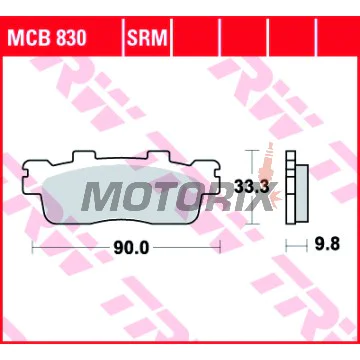 Brzdové destičky -TRW- MCB830SRM, sintrované, Kawasaki J125 125 (2016-2017), J300 300 (2014-2016), Kymco Downtown 125-200i (2009-2017), Kymco People GT 125-200i (2012)