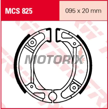Brzdové čelisti -TRW- MCS825, 95x20mm, Honda CR50/60/80R, CRF70F/100R, CRM75, QR50, XR70/XR100R, Dio, Wallaroo, Vision (1982-2010), Kymco CX50, DJ50, DJW/DJX/DJY50, ZX50 Fever (1991-2007), HSC HSC01, SR50, ZR50, ZX50 (1992)