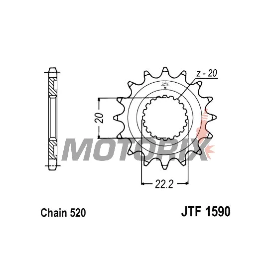 Přední pastorek -JT- JTF1590,13, 13 zubů, Yamaha FX 250 2016-2018, WR 250 2001-2020, YZ 125 2005-2020, YZ 250 2001-2020