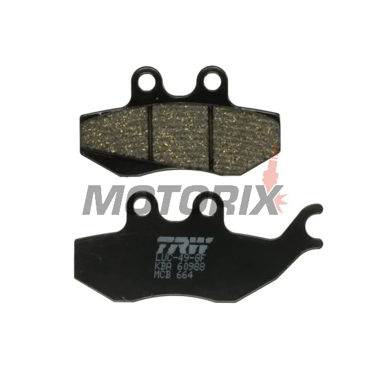 Brzdové destičky -TRW- MCB664, Aprilia ETX125, MX50, Pegaso50/125, RS50, RX50/125, Gilera DNA50/125/180, Runner125/180, Malaguti Madison125, Piaggio GT125/250, Hexagon125, Skipper125, Sachs ZX50/125, ZZ125, Rieju RS1 50Evo