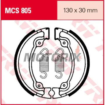 Brzdové čelisti -TRW- MCS805, 130x30mm, Honda CA 125 Rebel (1995-2000), CMX 250C Rebel (1997-2000), VT 125 Shadow (1999-2005), XL 500/600R, Transalp, Paris Dakar (1979-1990), XR 500/600R (1981-1987)