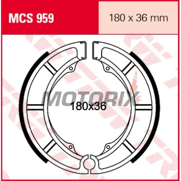 Brzdové čelisti -TRW- MCS959, 180x36mm, Suzuki LT-A/LT-F KingQuad 400 4x2-4x4 + M800 Marauder/VL800 Volusia-Intruder-C50-C800/VS600-800 Intruder/VZ800 Marauder-M800 Intruder (1986-2016)