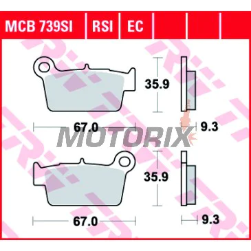 Brzdové destičky -TRW- MCB739EC, Aprilia MXV/RXV/SXV, Beta RR, Gas Gas EC, Kawasaki KLX/KX/KXF, Suzuki RM-Z/RM-X, TM EN/MX/SMR, Yamaha WR/YZ (2003-2020)