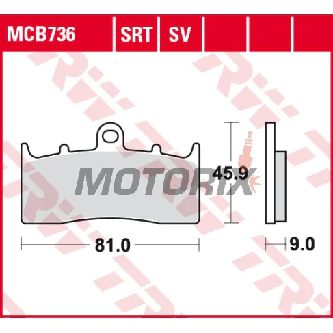 Brzdové destičky -TRW- MCB736, BMW K, R series - K1200/1300/1600 GT, GTL, LT, R, Sport; R850/1100/1150/1200 R, RS, RT, GS, Rockster, CL - 2000-2018
