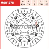 Brzdový kotouč -TRW- MSW278, 320mm, Triumph Daytona 955i (2001-2006), Speed Triple 955/1050/R (2002-2015), Sprint 1050ST (2011), Tiger 1050/SE/Sport ABS (2006-2013)