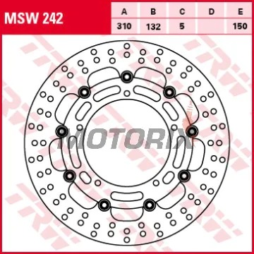 Brzdový kotouč -TRW- MSW242, 310mm, Yamaha FZ8/Fazer 800, XT1200Z Super Tenere/Worldcrosser, YZF-R1 1000, YZF-R6 600 (2004-2019)