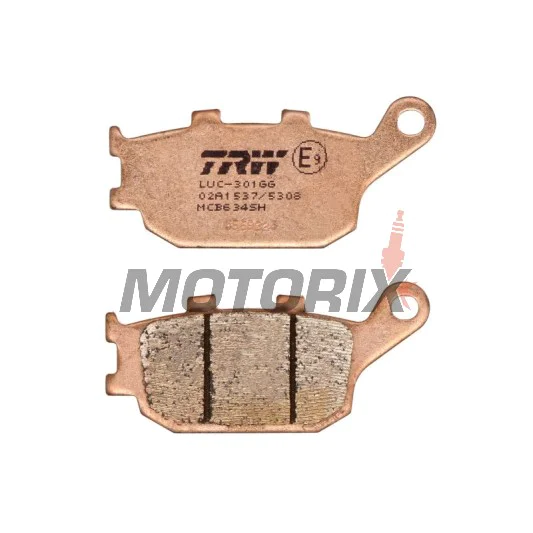 Brzdové destičky -TRW- MCB634SH, Honda CB/CBF/CBR/CMX/CRF/NC/NT/VT/VTR/VTX/XL 500-1100cc (1992-2025); Kawasaki EN/EX/KLV/KLZ/Z 650-1000cc (2004-2024); Suzuki DL/GSF/GSR/GSX/GSX-S/SV 650-1250cc (2002-2025); Yamaha FZ/FJ/MT/XJ6/XSR/YZF-R 600-1000cc (2003-20