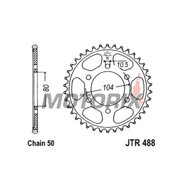 Zadní rozeta -JT- JTR488,40, 40 zubů, ocelový, Kawasaki KZ 1000 2002, 2005, ZR 1200 2001-2006, ZRX 1200 2001-2006, ZX-12R 1200 2000-2005, ZX-9R 900 1995-2001, ZXR 750 1993-1995, ZZR 1200 2002-2005