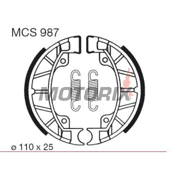 Brzdové čelisti -TRW- MCS987, 110x25mm, Piaggio/Vespa Sfera 1 50 (1991-1994), Sfera 2 80 (1994-1996)