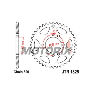 Zadní rozeta -JT- JTR1825,48, 48 zubů, ocelový, Suzuki DR 750 1988, GN 400 1980-1982, GS 1000 1978, GSX-R 1100 1989-1994, GSX-R 250 1987-1989, LT 250 1985-1986, LT 300 1987-1989, LT 500 1987-1990, RG (RGV) 125 1992-1994, SG 350 1991-1992