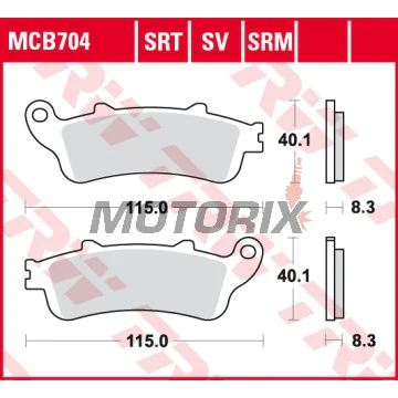 Brzdové destičky -TRW- MCB704SV, Aprilia Leonardo 125, Benelli 125 Jarno, Beta Eikon 125/150, Honda CB 1100, CBR 1100XX, Foresight/Jazz 250, Silver Wing 600, Gold Wing/VTX 1800, Deauville/Vulcan 650, VFR 800, Varadero 1000, Malaguti Ciak 125/150, Peugeot 