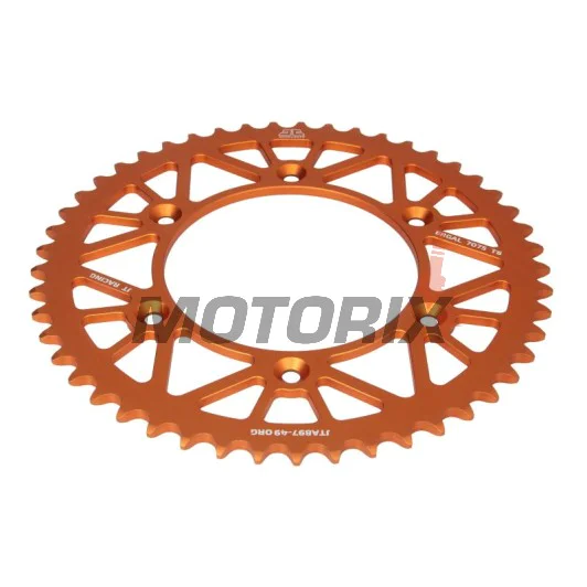Zadní rozeta -JT- JTA897,49ORG, 49 zubů, oranžový, hliníkový, Husaberg FC 350 1996, FC 400 1996-1999, FC 450 2004-2006, FC 501/600 2000, FC 550 2003-2008, FE 250 2013-2014, FE 350 1996, 2013, FE 390 2010-2012, FE 400 2000-2003, FE 450 2004-2014
