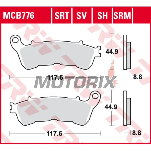 Brzdové destičky -TRW- MCB776SH, Harley-Davidson XL883-1200 Sportster + Honda CB-CBF-CBR/FES-FJS-NSS Forza/NC-NT-SH-ST/VFR-VT-XL + Suzuki Burgman/Sixteen/Boulevard-Intruder 1800 (2004-2018)