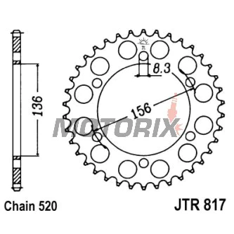 Zadní rozeta -JT- JTR817,46, 46 zubů, ocelový, Derbi Mulhacen 659 2006-2008, Suzuki RGV 250 1989-1990