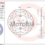 Brzdový kotouč -BREMBO- 68B40780, Cagiva Gran Canyon 900 (1999-2000)Honda CB/FJS/XL/XRV 250-750 (1991-2011)