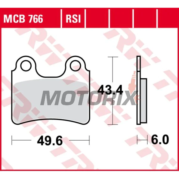 Brzdové destičky -TRW- MCB766, Beta Evo 80/125/250/290/300 2T-4T (2008-2016), REV 80/125/250 4T, Gas Gas TXT 125/200/250/280/300, Randonne 125