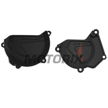 Sada chráničů vodní pumpy, víka spojky a víka statoru -POLISPORT- černé, YAMAHA YZ 250 2005-2023