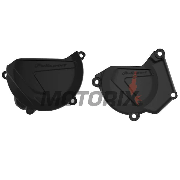 Sada chráničů vodní pumpy, víka spojky a víka statoru -POLISPORT- černé, YAMAHA YZ 250 2005-2023
