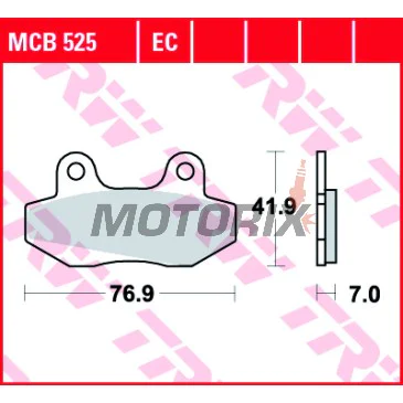 Brzdové destičky -TRW- MCB525, Daelim City Ace 110, Derbi GP1 50, Honda CH Spacy 125, MBX 50/80, NSR 50/75/80R, Hyosung GT/Comet 125/250/650, GV Aquila 125/250/650, RX/XRX/Karion 125, Kymco Active/Jetix/Nexxon 50, Pulsar 125