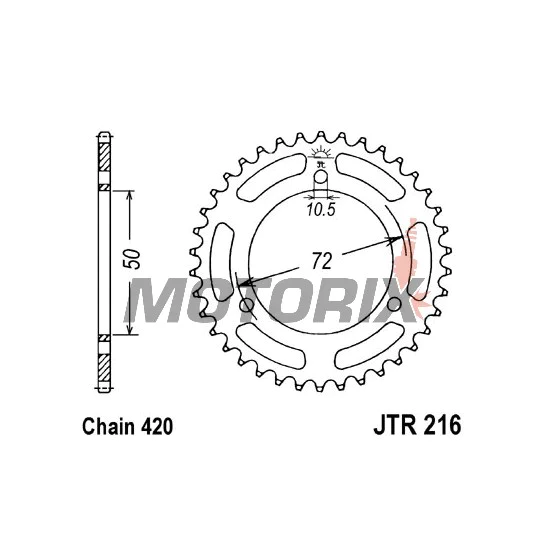 Zadní rozeta -JT- JTR216,41, 41 zubů, ocelový, Honda NS-1 75 1992-1996, NSR 50 1989-1993, 2004, NSR 75 1990-2000