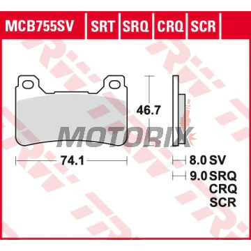 Brzdové destičky -TRW- MCB755SV, Honda CB 1000R, CBR 600RR/1000RR Fireblade - 600/1000cc, 2003-2016