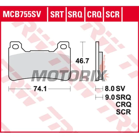 Brzdové destičky -TRW- MCB755SV, Honda CB 1000R, CBR 600RR/1000RR Fireblade - 600/1000cc, 2003-2016