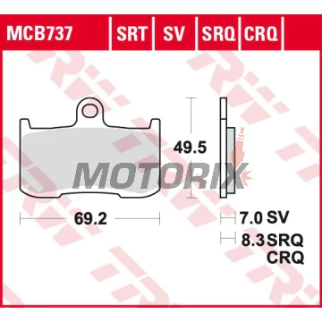 Brzdové destičky -TRW- MCB737SV, Kawasaki Z/ZR/ZRX - Z800/Z900/Z1000, ZR800, ZRX400 - 400-1000cc, 1998-2018