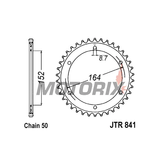 Zadní rozeta -JT- JTR841,42, 42 zubů, ocelový, Yamaha SR 500 1978-1991