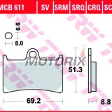 Brzdové destičky -TRW- MCB611SCR, závodní, Yamaha BT Bulldog 1100, FJ-09 900, FJR 1300, FZ1 1000, FZ6 600, FZ8 800, FZS Fazer 600/1000, MT-01/07/09/10, TDM 900, XJR 1300, Tmax 530, XSR 700/900, XT 1200, XV 1700/1900, YZF/R1/R6/R7 600-1000 - 1996-2024