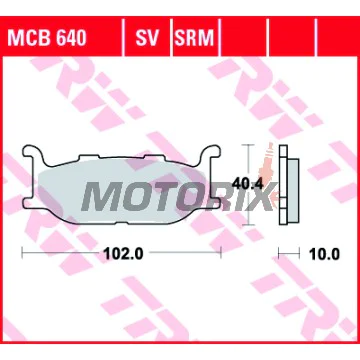 Brzdové destičky -TRW- MCB640, Yamaha Bolt/SCR 942-950, XJ Diversion 600/900, XJR 400, XP TMAX 500, XV/XVS Virago & Drag Star 535/650/750/950/1600, YP Majesty 400 (1992-2019)