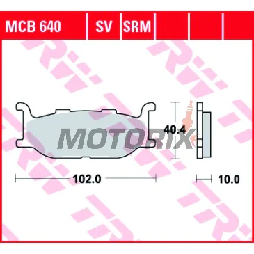 Brzdové destičky -TRW- MCB640, Yamaha Bolt/SCR 942-950, XJ Diversion 600/900, XJR 400, XP TMAX 500, XV/XVS Virago & Drag Star 535/650/750/950/1600, YP Majesty 400 (1992-2019)