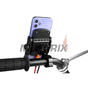 Držák telefonu -4 RIDE- s bezdrátové nabíječka + USB C, antivibrační - univerzální