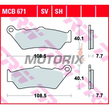 Brzdové destičky -TRW- MCB671SH, Aprilia Pegaso 650, BMW F 800 GS, Ducati Scrambler 800, Honda NX Dominator 650, KTM Adventure 990, Moto Guzzi California 1100, Triumph Rocket III 2300, Yamaha XT 660R (1976-2020)