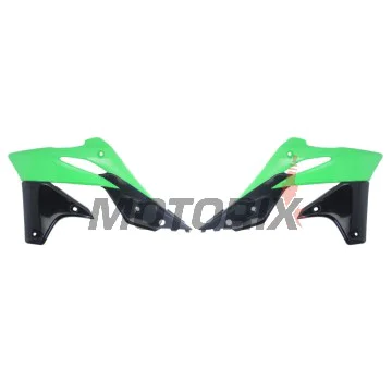 Přední boční plasty -POLISPORT- černé/zelené, KAWASAKI KX 250 2013-2016