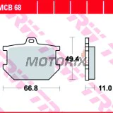 Brzdové destičky -TRW- MCB68, Yamaha SR500 (1984-1989), XJ650 (1980-1982), XS250/360/650/750/850/1100 (1976-1983), XV1000 TR1 (1981-1984)