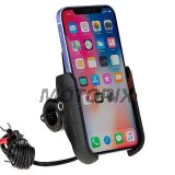 Držák telefonu -4 RIDE- s bezdrátové nabíječka + USB C, antivibrační - univerzální