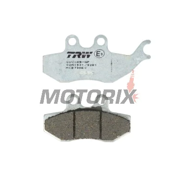 Brzdové destičky -TRW- MCB734EC, Aprilia SX/Tuono 50, Beta Alp, CPI GTS, Derbi GP1/Mulhacen/Senda, Gas Gas Pampera, KTM EXC 125, Malaguti Madison, Peugeot Elyseo/Elystar/Satelis, Piaggio Beverly/GT, Yamaha DT/TZR/XT (1999-2018)