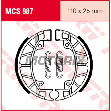 Brzdové čelisti -TRW- MCS987, 110x25mm, Piaggio/Vespa Sfera 1 50 (1991-1994), Sfera 2 80 (1994-1996)